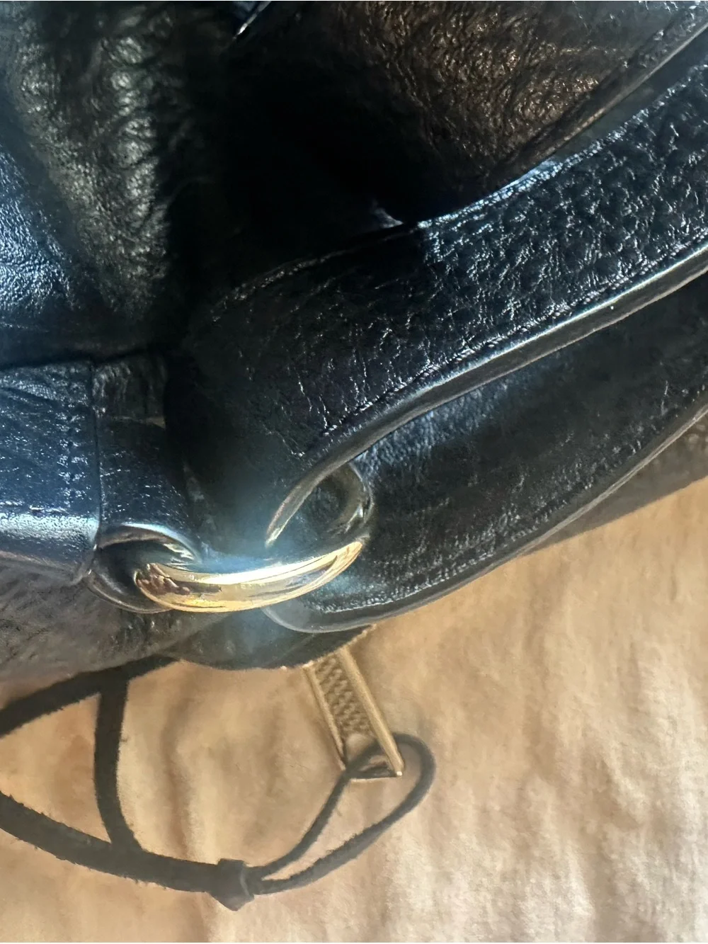 Rebecca Minkoff Julian Black Leather Backpack with Gold-Tone Hardware